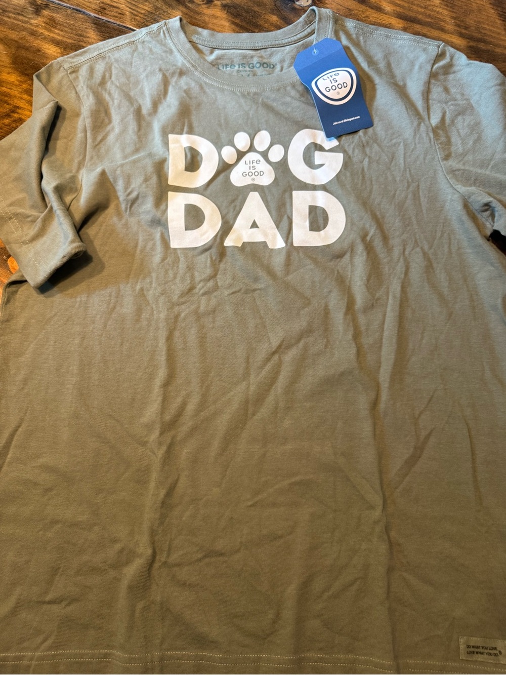 Life is Good, Dog Dad, short Sleeve Shirt, Gray, Size M